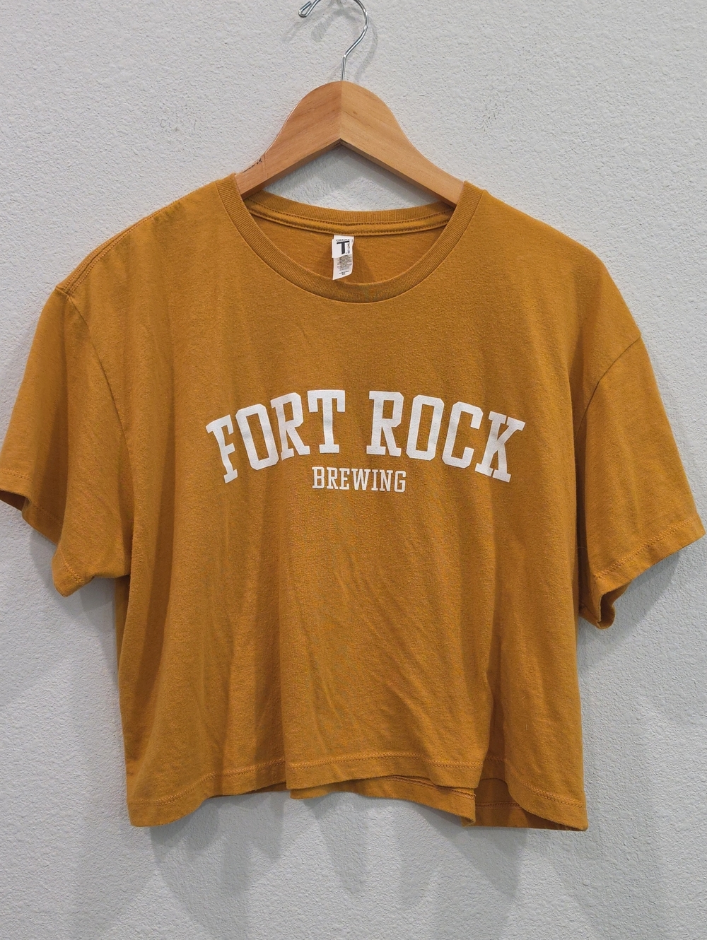 Fort Rock Brewing Mustard Cropped Tee